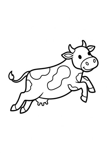 Leaping Cow Coloring Page: Farm Fun