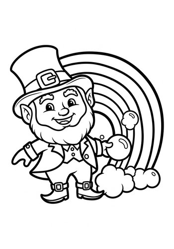 Leprechaun And Rainbow Coloring Page