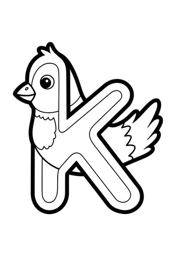 Coloring Page: Letter K Bird Coloring Page