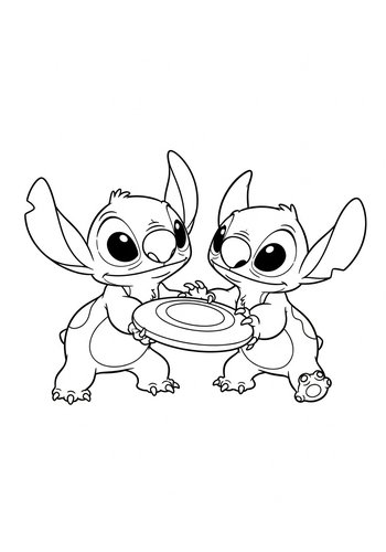 Lilo And Stitch Coloring Page: Frisbee Fun On The Beach