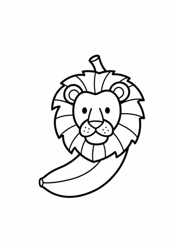 Lion Banana Coloring Page Fun