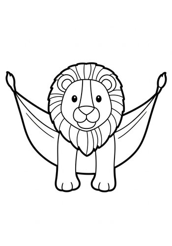 Lion In Hammock Coloring Page: Roar Into Relaxation
