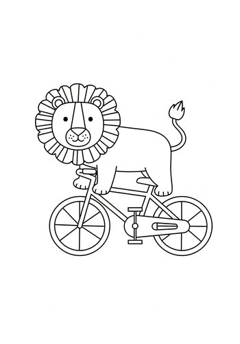 Lion On A Bike Coloring Page
