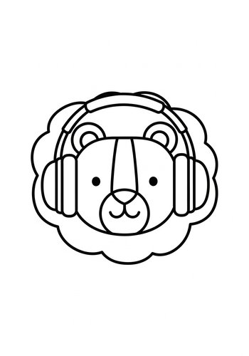 Lion With Headphones Coloring Page