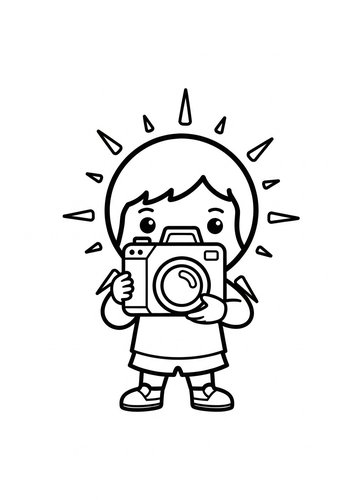 Little Photographer Coloring Page