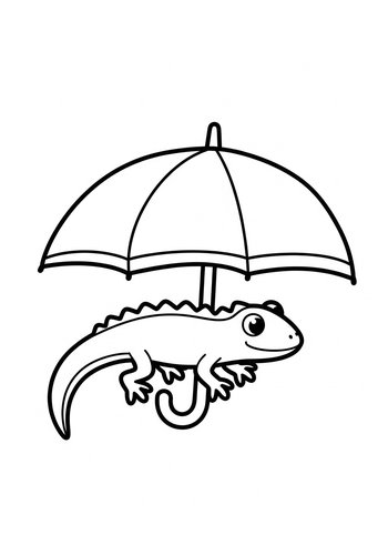 Lizard Under Umbrella Coloring Page