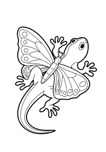 Lizard With Butterfly Wings Coloring Page