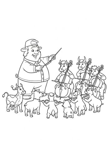 Coloring Page: Lois Griffin Conducting An Orchestra Of Farm Animals: Coloring Page