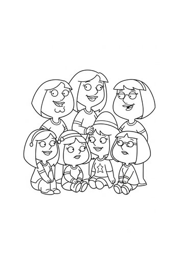 Lois Griffin's Slumber Party Coloring Page With Meg And Friends