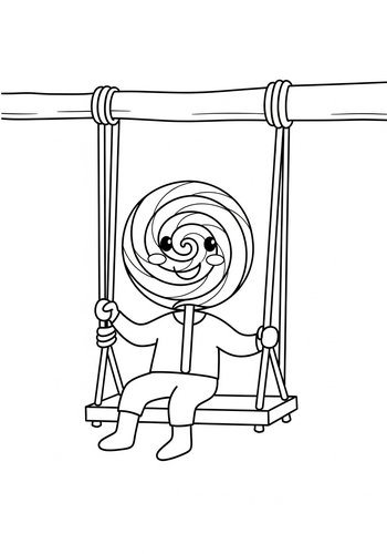 Lollipop On A Swing Coloring Page