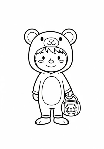 Louis Trick-or-treating In A Costume Of His Favorite Animal - Coloring Page