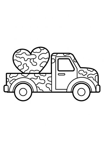 Love Truck Coloring Page: Valentine's Day Fun