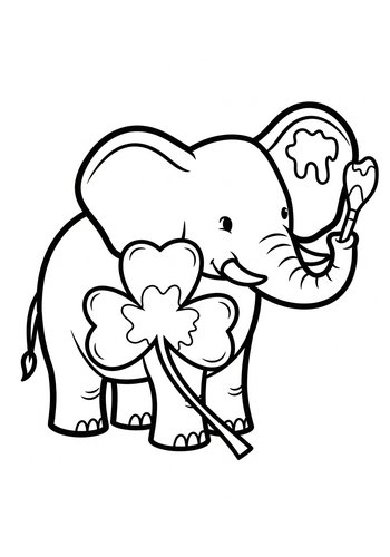Lucky Elephant Coloring Page