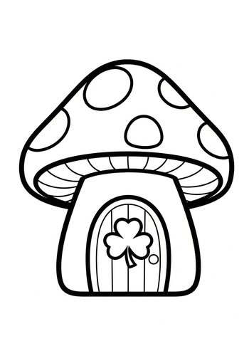 Lucky Shamrock Mushroom House Coloring Page
