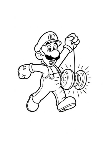 Coloring Page: Luigi Playing With A Light-up Yo-yo Coloring Page