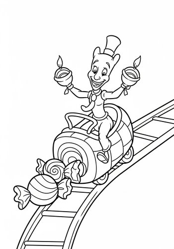 Lumiere Riding A Rollercoaster Made Of Candy - Coloring Page Fun