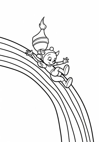 Lumiere Sliding Down A Rainbow Coloring Page Fun