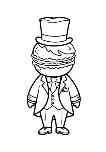 Macaron Man In A Suit Coloring Page