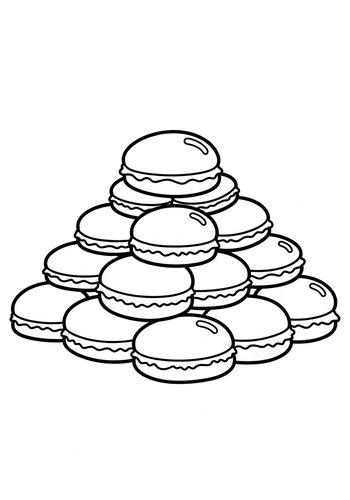 Macarons Tower Coloring Page - Delicious Dessert Fun