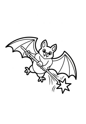 Magical Bat Coloring Page For Kids
