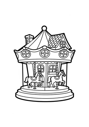 Magical Carousel Coloring Page For Kids