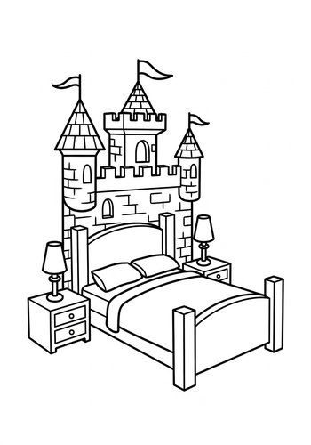 Magical Castle Bed Coloring Page