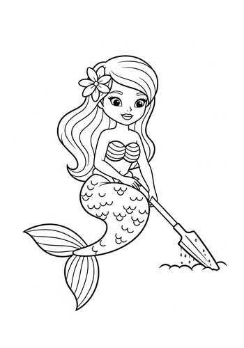 Magical Mermaid Coloring Page For Kids