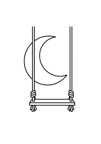 Magical Moon Swing Coloring Page