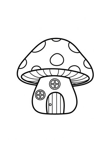 Magical Mushroom Home Coloring Page