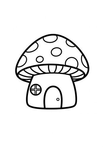 Magical Mushroom House Coloring Page