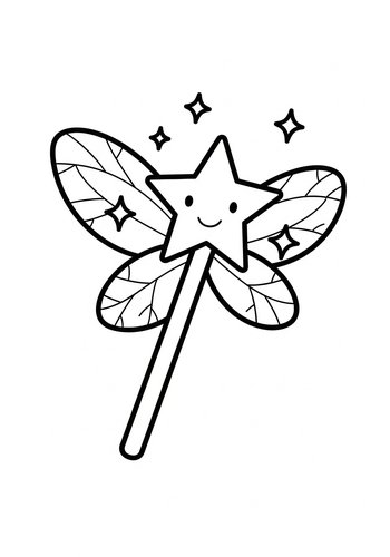 Magical Star Wand Coloring Page