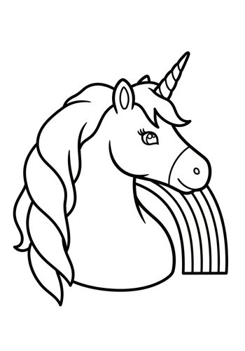 Magical Unicorn And Rainbow Coloring Page