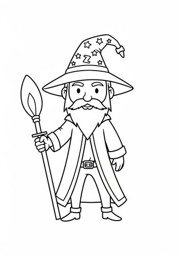 Magical Wizard Coloring Page