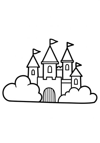 Majestic Castle Coloring Page For Kids