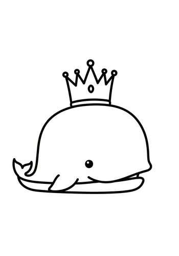 Majestic Whale King Coloring Page