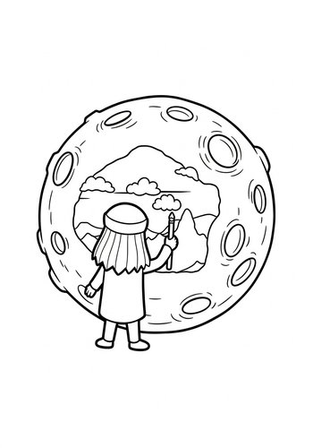 Mandark Painting A Mural On The Moon - Coloring Page Fun