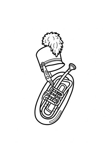 Coloring Page: Marching Band Coloring Page: Tuba And Hat