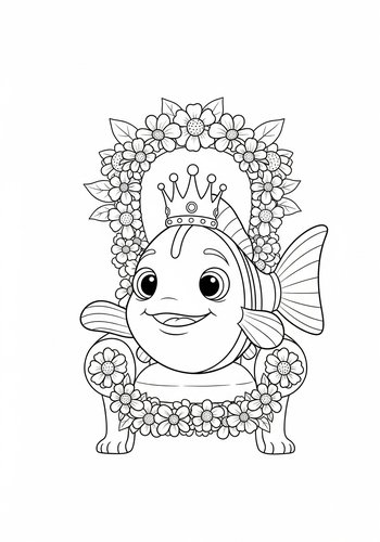 Marlin On A Floral Throne: A Coloring Page Fit For Royalty