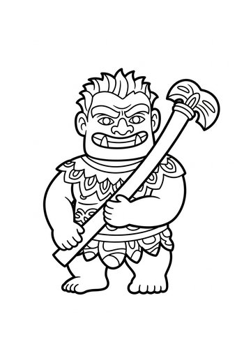 Maui Riding A Giant: Printable Coloring Page