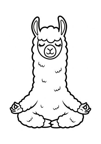 Meditating Llama Coloring Page: Find Your Zen