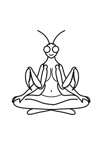 Meditating Mantis Coloring Page