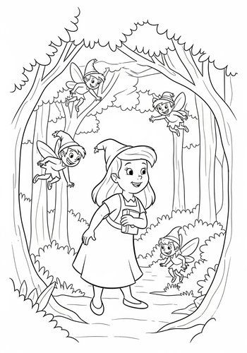 Meg Griffin Playing Hide-and-seek With Mischievous Fairies In A Magical Forest Coloring Page