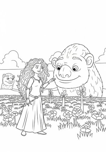Merida Discovering A Field Of Giant Coloring Page