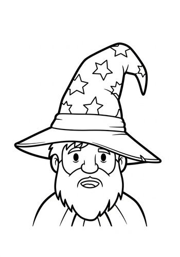 Merlin's Mishap: Coloring Page Fun With An Oversized Wizard Hat