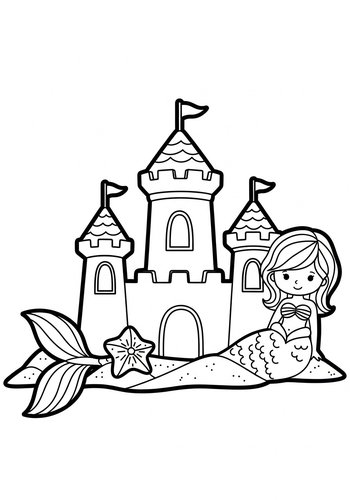 Mermaid Castle Coloring Page
