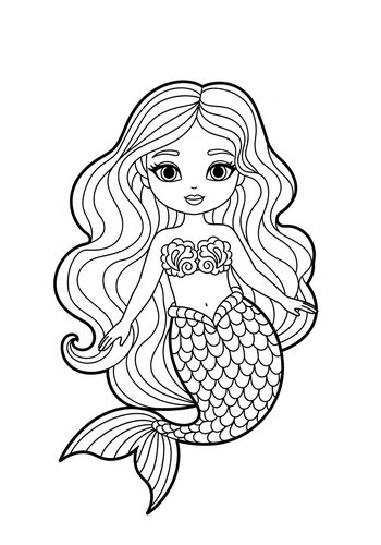 Mermaid Coloring Page For Kids