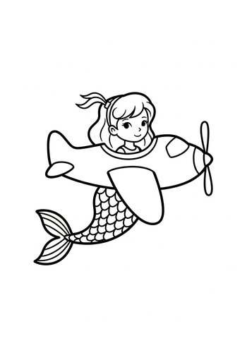 Mermaid Pilot Coloring Page