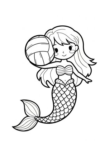 Mermaid Playing Volleyball Coloring Page