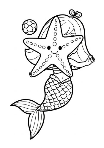 Mermaid Starfish Coloring Page