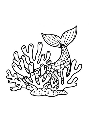Mermaid Tail Coloring Page: Ocean Depths